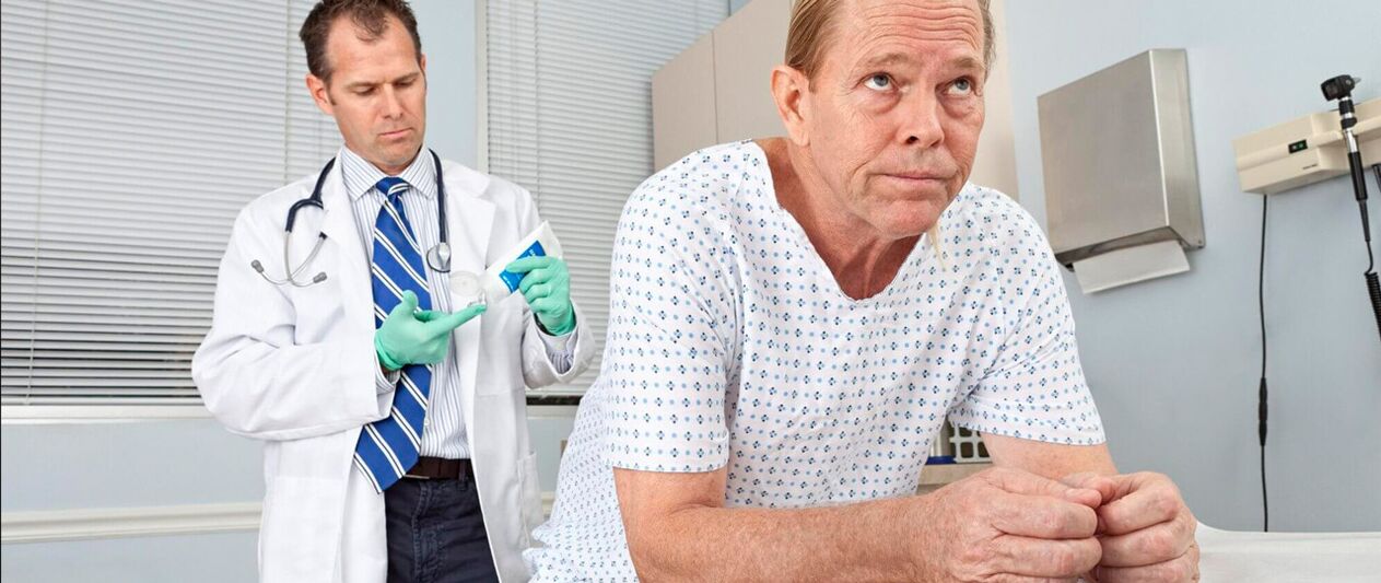 A man with prostate in a doctor's procedure